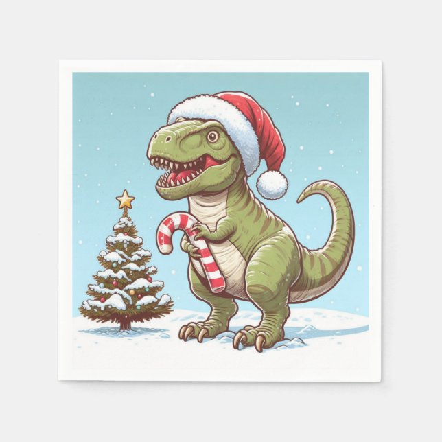Serviette En Papier Dinosaure sucre de canne de Noël mignon (Devant)