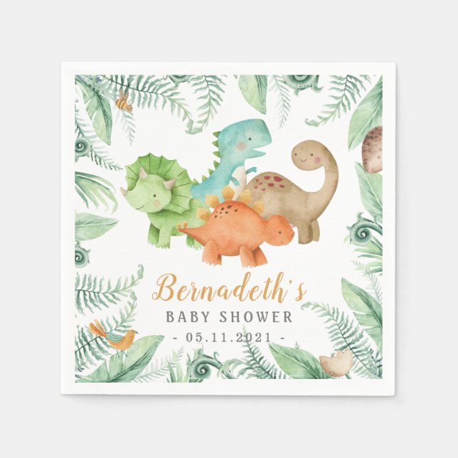 Serviette En Papier Dinosaures Baby shower sauvage serviettes (Devant)