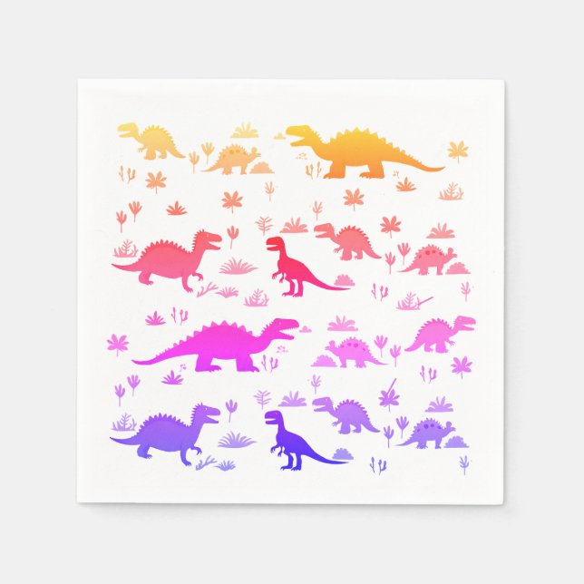 Serviette En Papier Dinosaures colorés mignon Motif (Devant)