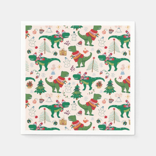 Serviette En Papier Dinosaures dans Sweaters Motif de Noël (Devant)