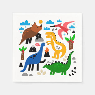 Serviette En Papier Dinosaures motif transparent