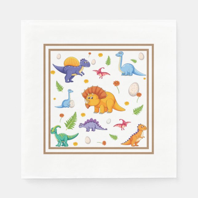 Serviette En Papier Dinosaures pour enfants (Devant)
