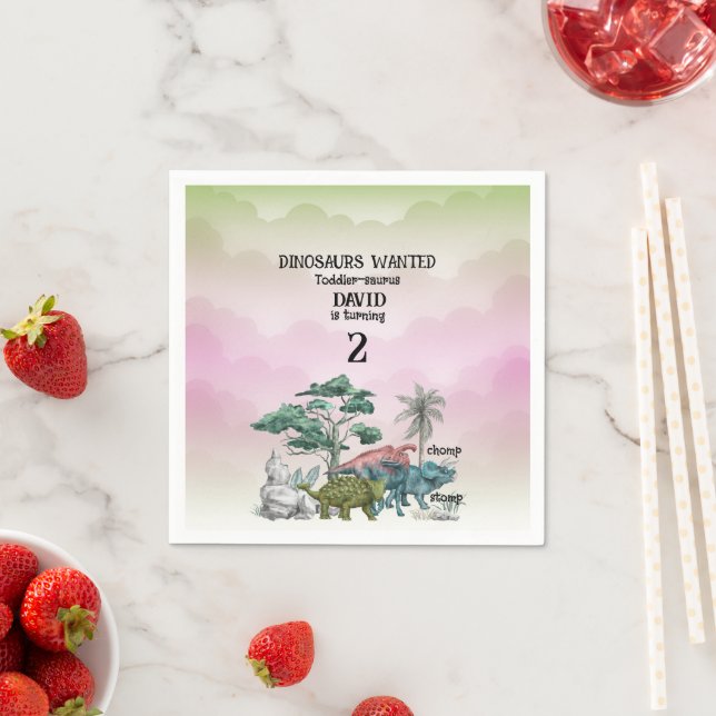 Serviette En Papier Dinosaures Recherché Toddler 2e. Anniversaire (En situation)