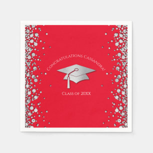 Serviette En Papier Diplômation Rouge et Argent