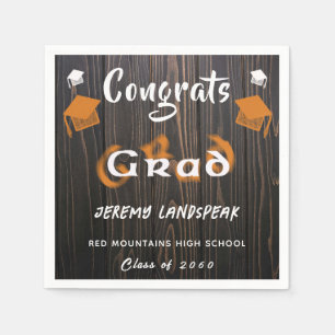 Serviette En Papier Diplômé 2025 Texte flou orange et blanc