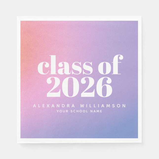 Serviette En Papier Diplômé 2026 Dégradé Violet Personnalisé Mode (Devant)