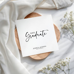 Serviette En Papier Diplômé 20XX Noir et Blanc Graduation