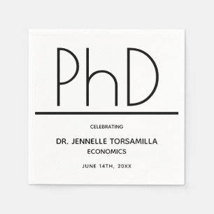 Serviette En Papier Diplôme de doctorat blanc noir