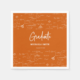 Serviette En Papier Diplômé de maths en écriture orange élégante