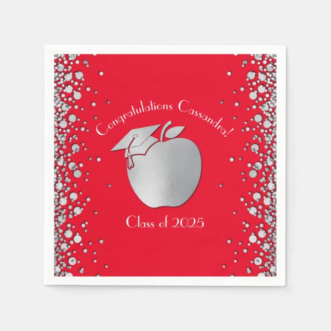 Serviette En Papier Diplôme d'enseignement Red Silver (Devant)