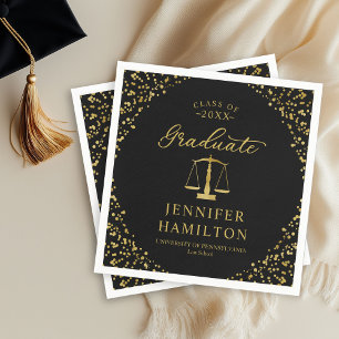 Serviette En Papier Diplômé Élégant Or Noir Remise des diplômes de fac