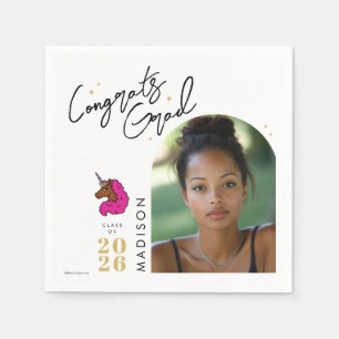 Serviette En Papier Diplôme en Unicorne rose foncé Afro