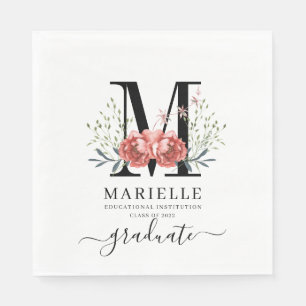 Serviette En Papier Diplôme Floral Monogramme Logo Papier
