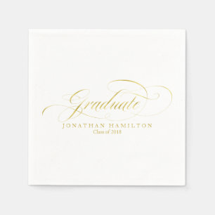Serviette En Papier Diplômé Foil Gold Fancy Calligraphie Graduation