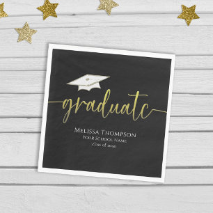 Serviette En Papier Diplômé Moderne Simple Gold Graduation Cap
