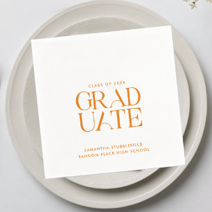 Serviette En Papier Diplôme Orange Typographie Papier de la Partie Gra
