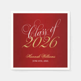 Serviette En Papier Diplôme Rouge Or Promotion 2026