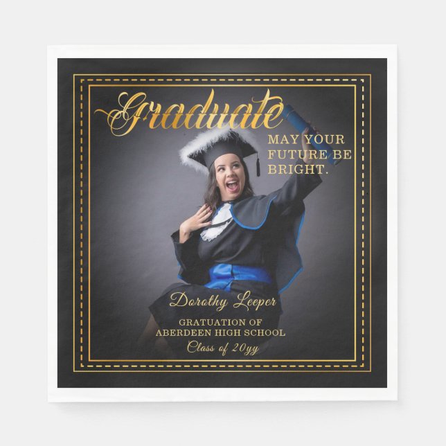 Serviette En Papier Diplômé. Touche dorée Illuminez votre avenir. (Devant)