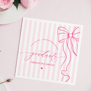 Serviette En Papier Diplômée Ruban Rose et Rayures