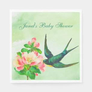 Serviette En Papier Direction des oiseaux et de la floraison