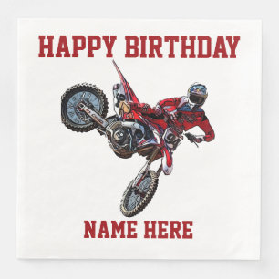 Serviette En Papier Dirt Bike Red Birthday Nom sportif Racing Napkins