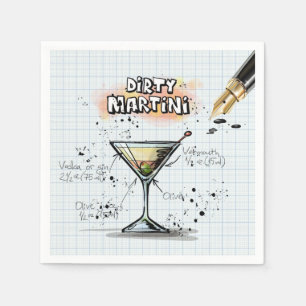 Serviette En Papier Dirty Martini Barre de recettes Dessin