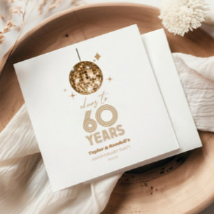 Serviette En Papier Disco Cheers 60 Anniversaire Mariage Fête