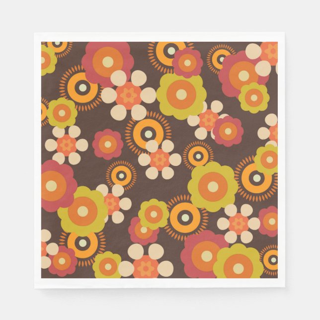 Serviette En Papier Disco les années 70 60s Retro Flowers Pop Culture (Devant)