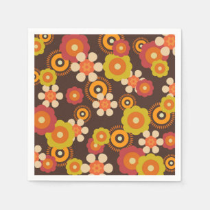 Serviette En Papier Disco les années 70 60s Retro Flowers Pop Culture