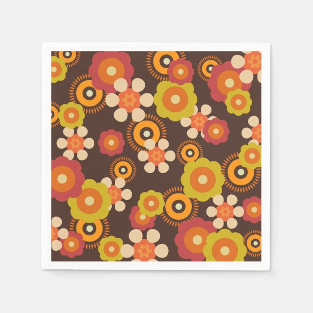 Serviette En Papier Disco les années 70 60s Retro Flowers Pop Culture (Devant)