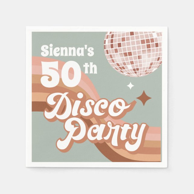 Serviette En Papier Disco Party Retro Anniversaire Naples (Devant)