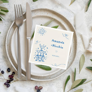 Serviette En Papier Discothèque Whimsical Retro Mariage français