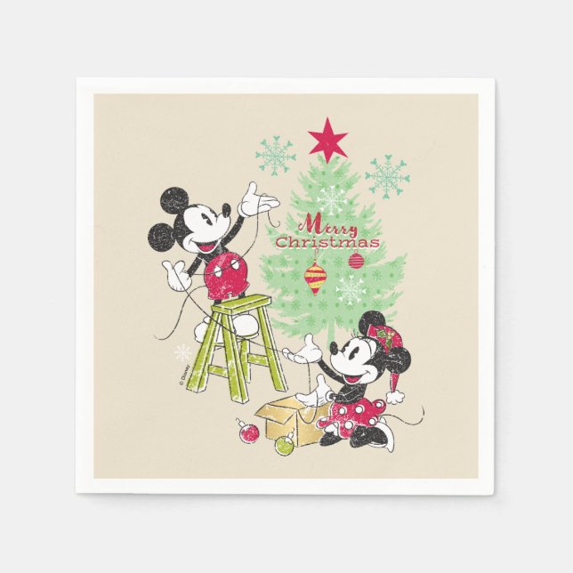 Serviette En Papier Disney | Mickey & Minnie | Arbre de Noël classique (Devant)