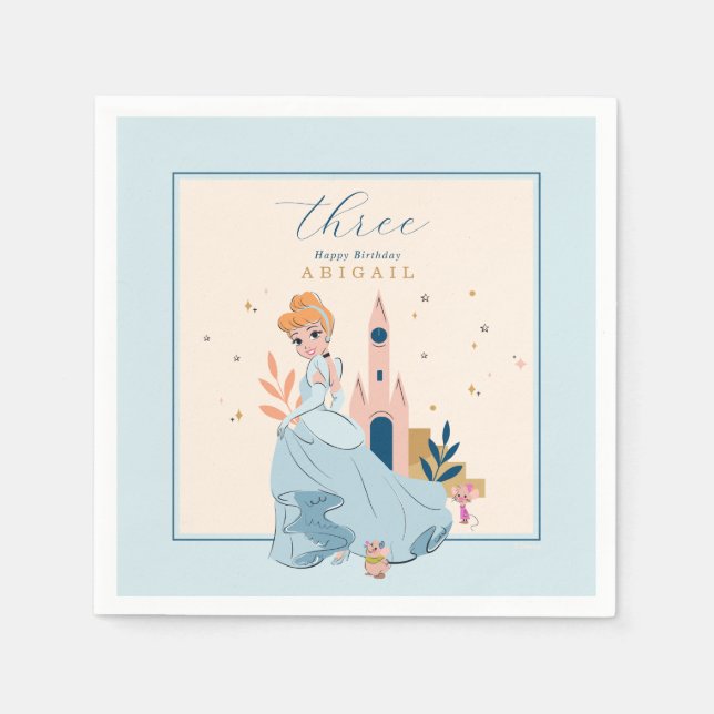 Serviette En Papier Disney Princess Cinderella Rose Anniversaire (Devant)