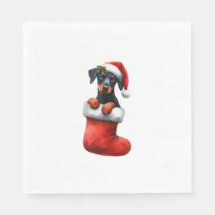 Serviette En Papier Doberman Pinscher Dans Le Choc Noël Noël Noël Noël