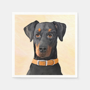 Serviette En Papier Doberman Pinscher Peinture non découpée Art origin