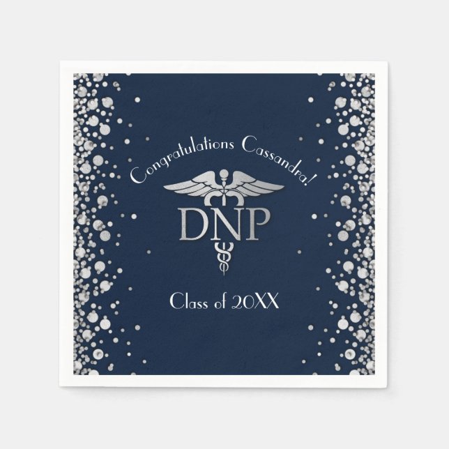 Serviette En Papier Doctor Nursing Practice Graduation NavyBlue Silver (Devant)