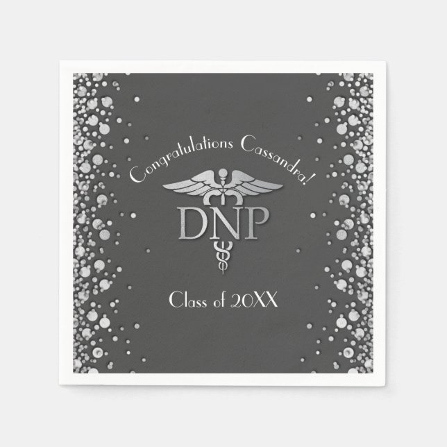 Serviette En Papier Doctor of Nursing Practice Graduation Grey Silver (Devant)