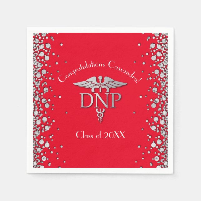 Serviette En Papier Doctor of Nursing Practice Graduation Red Silver (Devant)