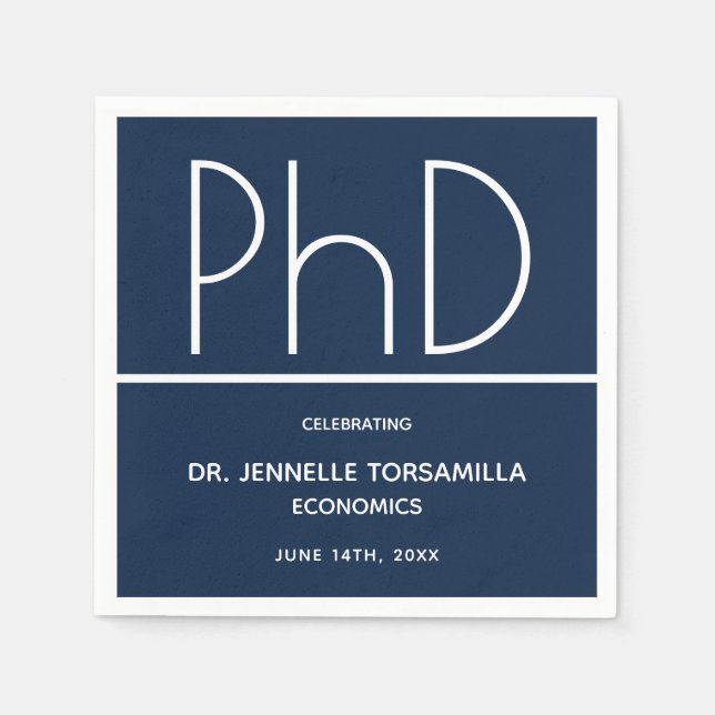 Serviette En Papier Doctorat Graduation Blue Party Napkin (Devant)