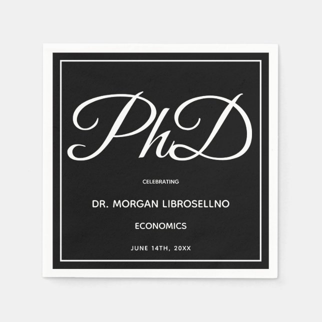 Serviette En Papier Doctorat Noir Graduation Party Napkins (Devant)