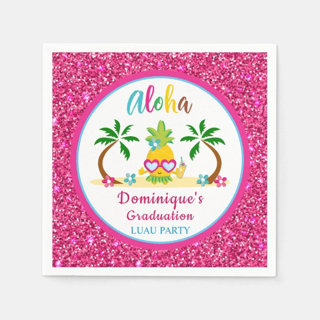 Serviette En Papier Document de la partie de graduation Aloha Tropical (Devant)