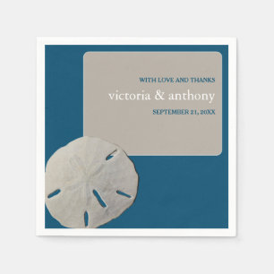 Serviette En Papier Dollar de sable, Mariage Ocean Blue Beach