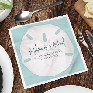 Serviette En Papier Dollar de sable turquoise minimaliste Mariage