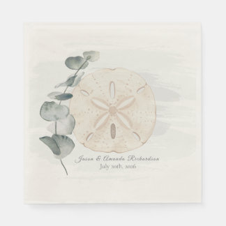 Serviette En Papier Dollar des sables côtier & Eucalyptus aquarelle