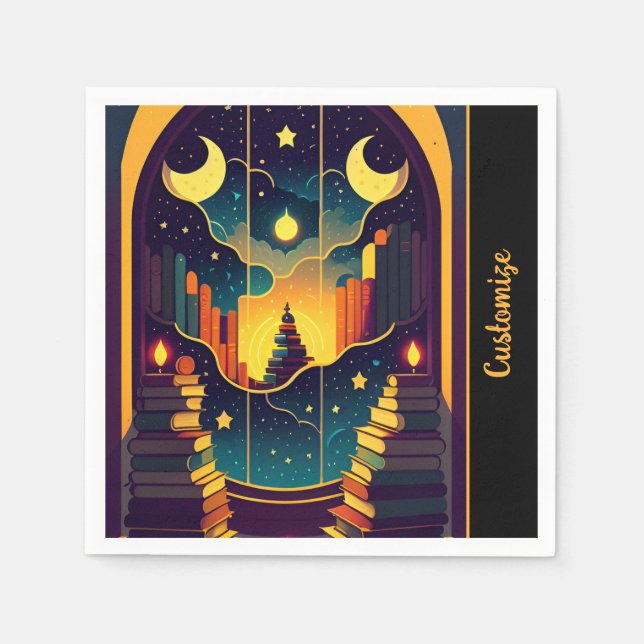 Serviette En Papier Domaine Magique Des Livres (Devant)