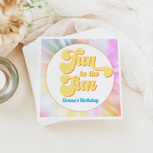 Serviette En Papier DONNA Retro Font Tie Dye Pool Party Anniversaire