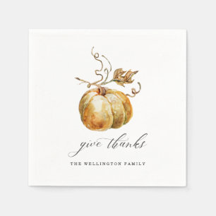 Serviette En Papier Donner Merci Citrouille Aquarelle Thanksgiving