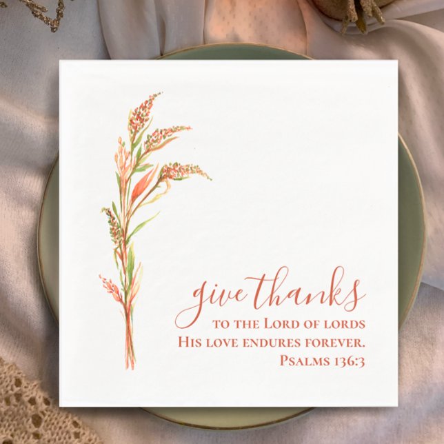 Serviette En Papier Donnez Merci Aquarelle Minimale Thanksgiving (Custom elegant modern script Thanksgiving napkin. Hand painted botanical watercolor. Give thanks.
)