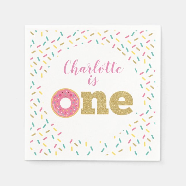 Serviette En Papier Donut 1er Anniversaire (Devant)